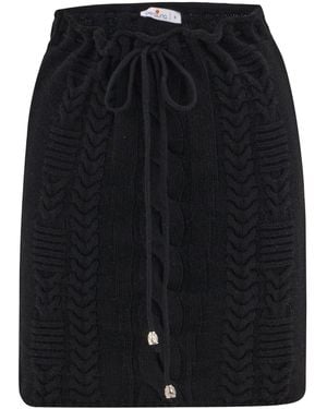 Peraluna Cable Knit Cashmere Blend Knitwear Mini Skirt - Black