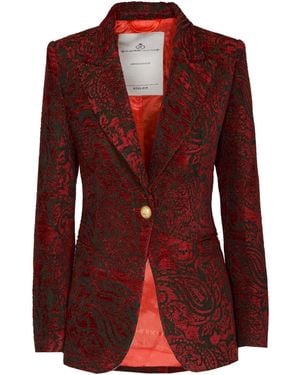 The Extreme Collection Merlot Jacquard Blazer With Floral Pattern And Tailored Fit