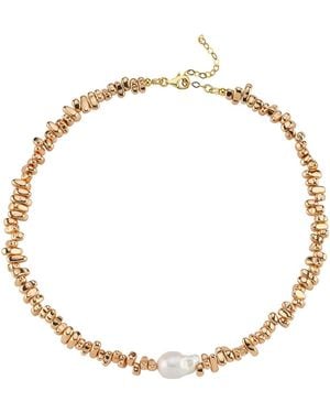 LINYA JEWELLERY Sirius Baroque Pearl Hematite Stone Necklace - Metallic