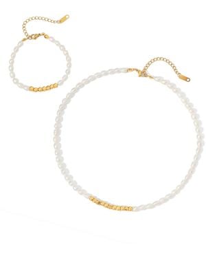 Mg Jewelry Lucky Pearls + Beaded Set - Metallic