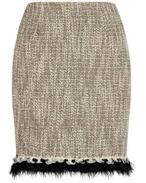 Azzali Tweed Mini Skirt With Embellished Trimmings-Moon Mist - Grey