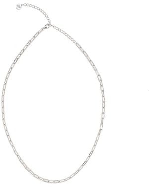 Seven Saints Paperclip Chain Necklace, Rhodium Over Sterling - Metallic