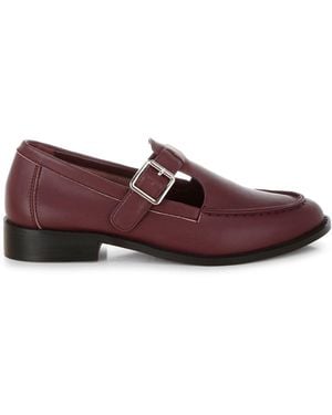 Rag & Co Tesoro Low Heel Mary Jane Loafers - Red