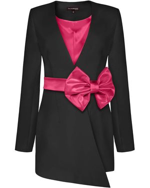 Tia Dorraine Pearl Blazer With Detachable Bow Belt - Black