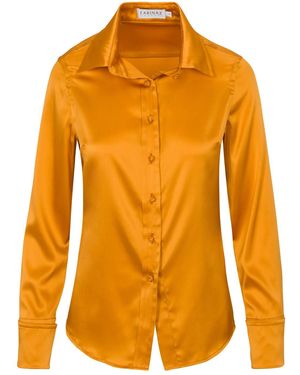 Farinaz French Cuff Silk Blouse - Orange