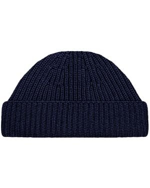 Paul James Knitwear Heavyweight Extra Fine Merino Caster Fisherman Beanie - Blue