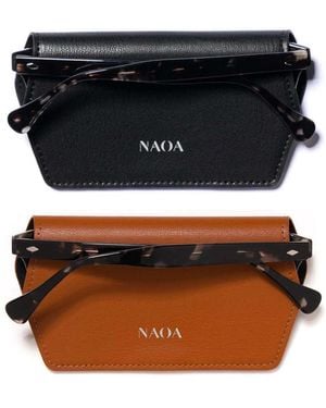 Naoa Two Pack Apple-Leather Slim Glasses Case - Black