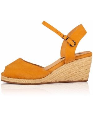 Miriam Bella The Gaia Leather Espadrilles With Wedge Heel - Orange