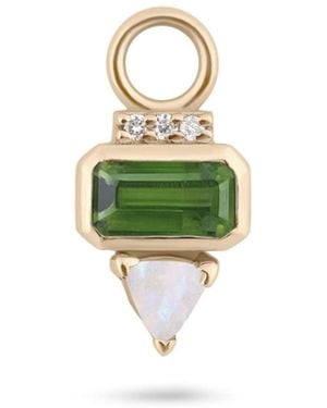 Zohreh Tourmaline, Diamond & Moonstone Earring Charm 9K - Green