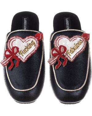 Laines London Classic Mules With Fucking Fabulous Hearts Brooches - Orange