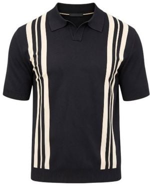 Vayla Relaxed Fit & Cream Open Collar Smart Top - Black
