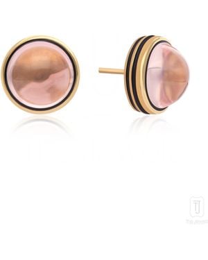 The Jewelz Blush Noir' Rose Quartz Earrings - Pink