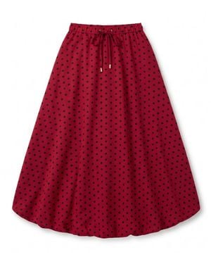 Louche Dixie Spot Print Balloon Midi Skirt - Red