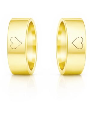 Unaloe Heart Engraved Couple Band Rings - Yellow