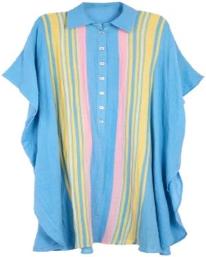 Saachi Striped Collared Kaftan - Blue