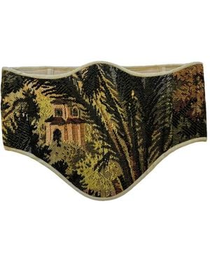 Stashe Hidden Temple Vintage Tapestry Lace-Up Corset Belt - Green