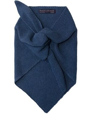 Paul James Knitwear Cotton Beault Textured Neckerchief - Blue