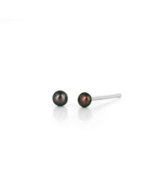 Nellou Jewellery Tiny Button Stud Pearl Earrings Peacock - Multicolor