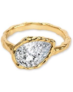 Aaria London Pear Shape Molten Ring Moissanite - Metallic