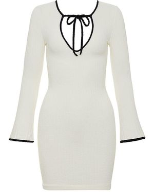 Montce Cream Binded Terry Rib Sophia Dress - White