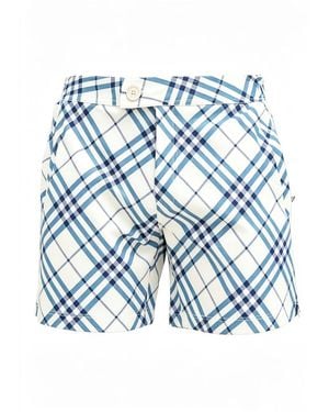 Vayla Long Length Chequered Swim Shorts - Blue