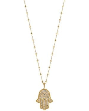 Karma and Luck Inspired Action Evil Eye & Hamsa Hand Necklace - Metallic
