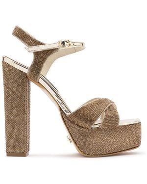 Ilvi Jumana Leather Heeled Sandal With Stones - Metallic