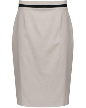 Conquista Neutrals Tailored Pencil Skirt With Contrast Waistband - Grey