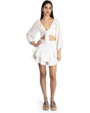 Ilvi Melena Crop Blouse & Skirt Set - White