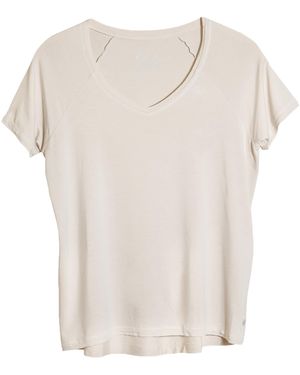 One of us Neutrals Dennis Helps Maya V Neck Raw Edge T-Shirt - White