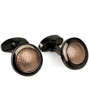 DAVID WEJ Rose Circle Patterned Cufflinks - Black