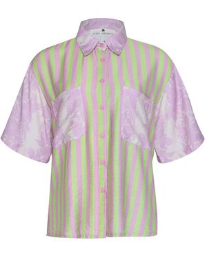 STATE OF GEORGIA The Ohana Shirt Hibiscus Rose Stripe - Purple
