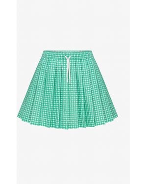 Je Te Veux Sweetheart Gingham Pleated Skirt - Green