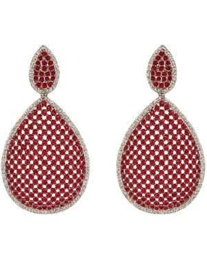Michael Nash Jewelry Angela Ruby And Diamond Cubic Zirconium Pierced Earrings - Red