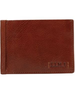 Time Resistance Leather Money Clip Wallet - Red