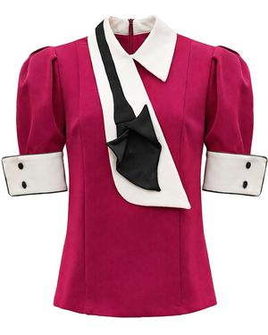 Julia Allert Statement Blouse With Collar And Cuffs – Fuchsia - Pink