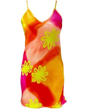 Roy G. Floral Watercolor Silk Slip Mini Dress - Multicolor