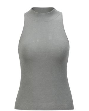 NUAJE NUAJE Halterneck Merino Wool-Silk Knit Tank - Grey