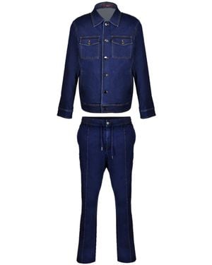 DAVID WEJ Vanguard Stretch Denim Loose Fit Drawstring Trouser – Dark - Blue