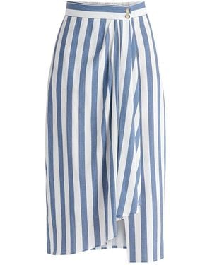 Paisie Draped Wrap Midi Skirt - Blue