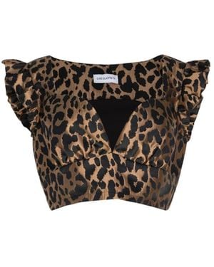Circular Path Crop Bustier Mini Puff Cap Sleeve Top - Black