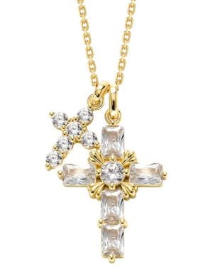 Vanimy Byzantine Double Crosses Pendant Necklace - Metallic