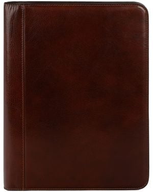 Time Resistance Leather Documents Folder Organizer - Brown