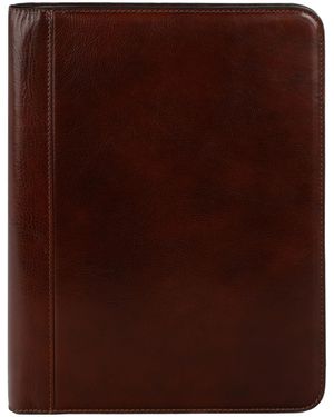 Time Resistance Leather Documents Folder Organizer - Brown