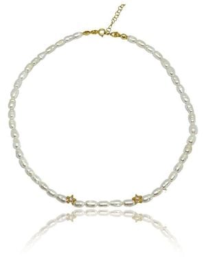 LINYA JEWELLERY Rometta Star Pearl Necklace - Metallic