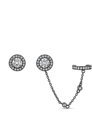 SALLY SKOUFIS Aliven Stud & Earcuff Set With Made Diamonds - Metallic
