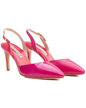 Rosamund Muir London Augusta Fuchsia Duo-Texture Slingback Heels - Pink