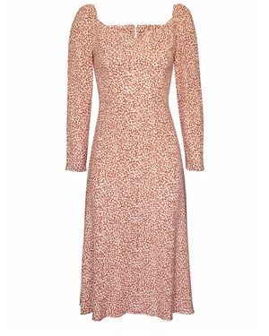 2KStyle Cecilia Floral A-Line Viscose Midi Dress - Pink
