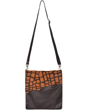 Owen Barry Neutrals Cowhide Crossbody Bag Blocks Leather Stevie - Brown