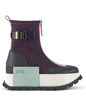 United Nude Neoprene Quilted Cleated Platform Booties - Blue